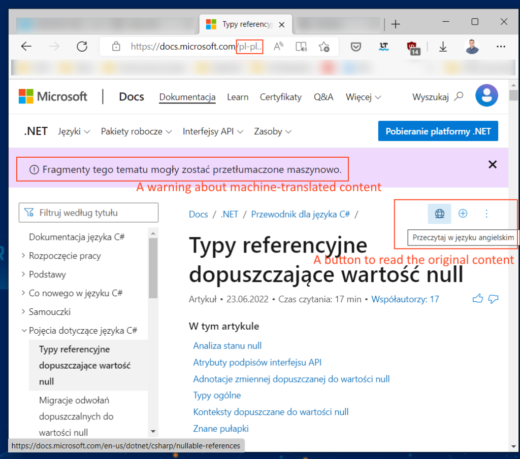 Microsoft Docs articles in non-English language are often machine-translated.